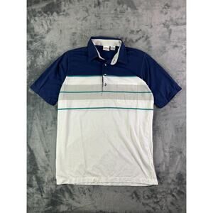VTG 80s Janzen Polo Shirt M Single Stitch Retro 80s Striped Preppy Golf‎ Tee